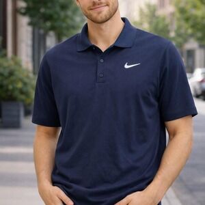 Navy blue Nike Dri-Fit polo shirt #golf #athleticwear #nike